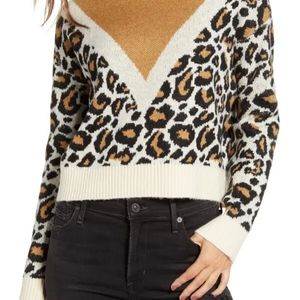 Vero Moda Sweater Leopard cheetah Color block Knit neutral crew neck Sma…